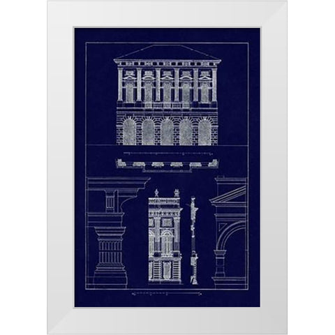 Palazzo Verzi at Verona, Palazzo Madama (Blueprint) White Modern Wood Framed Art Print by Buhlmann, J.
