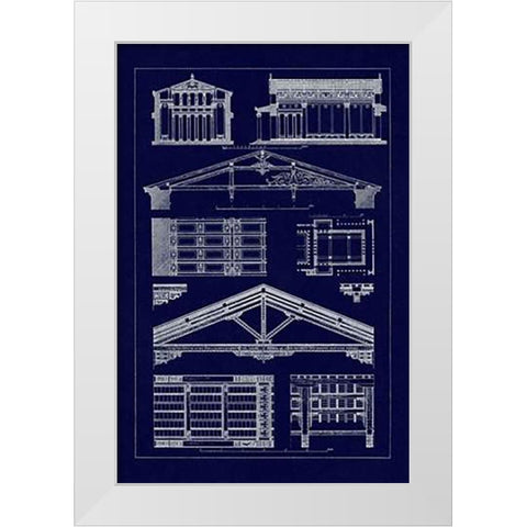 Internal Decoration of Roof (Blueprint) White Modern Wood Framed Art Print by Buhlmann, J.