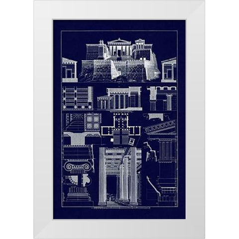 The Propylaea of the Acropolis at Athens (Blueprint) White Modern Wood Framed Art Print by Buhlmann, J.