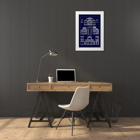 Interior of Basilica (Blueprint) White Modern Wood Framed Art Print by Buhlmann, J.