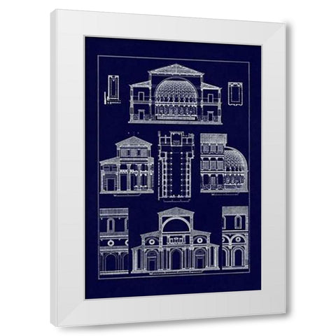 Interior of Basilica (Blueprint) White Modern Wood Framed Art Print by Buhlmann, J.