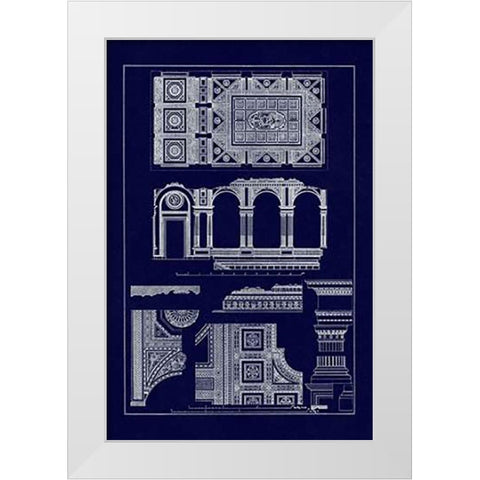 Covered Ceiling, Hotel de Villa (Blueprint) White Modern Wood Framed Art Print by Buhlmann, J.