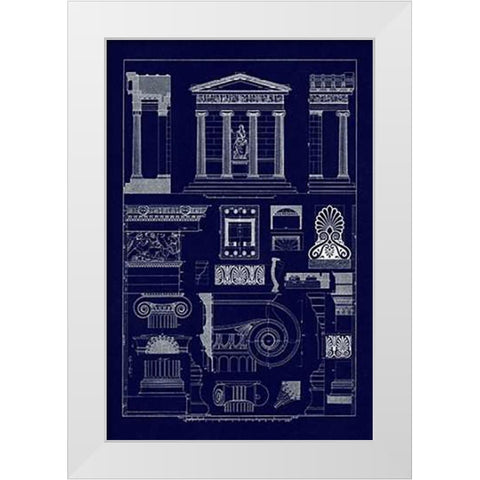 Temple of Nike Apteros at Athens (Blueprint) White Modern Wood Framed Art Print by Buhlmann, J.