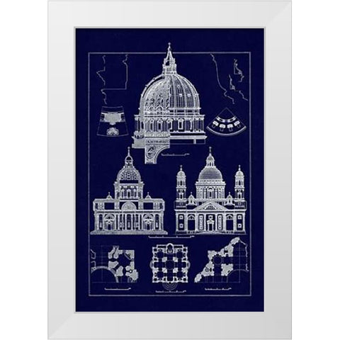 The Domeas Central Crowning Feature of the Renaissance (Blueprint) White Modern Wood Framed Art Print by Buhlmann, J.