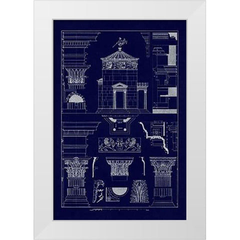Tower of the Winds and Stoa of Hadrian (Blueprint) White Modern Wood Framed Art Print by Buhlmann, J.