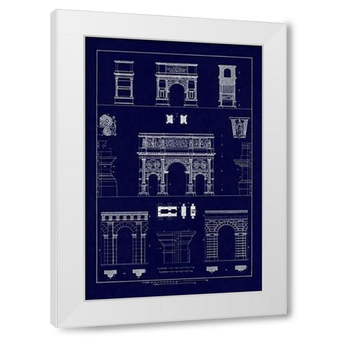 Arches and Arcades (Blueprint) White Modern Wood Framed Art Print by Buhlmann, J.