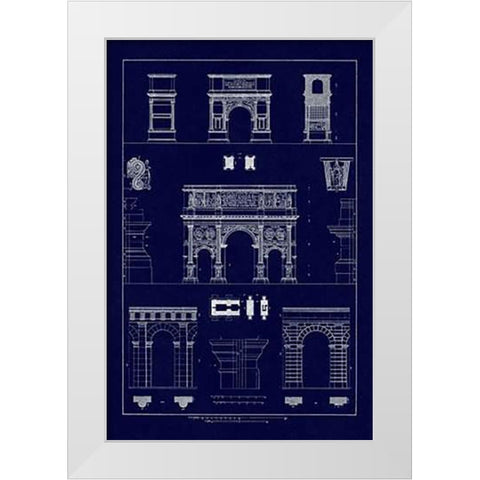 Arches and Arcades (Blueprint) White Modern Wood Framed Art Print by Buhlmann, J.