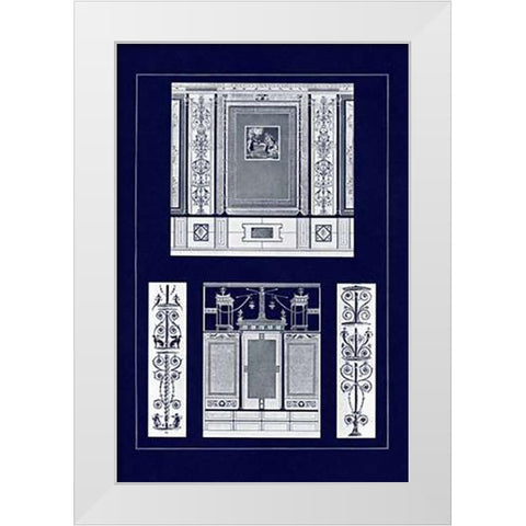 Ancient Wall Paintings (Blueprint) White Modern Wood Framed Art Print by Buhlmann, J.