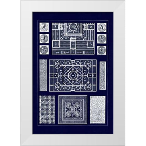 Painted Ceilings and Pavements from Pompeii (Blueprint) White Modern Wood Framed Art Print by Buhlmann, J.