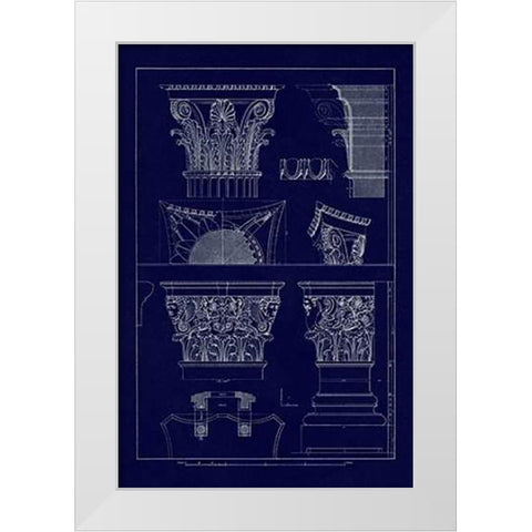 Ancient Capitals (Blueprint) White Modern Wood Framed Art Print by Buhlmann, J.