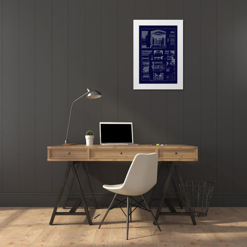 Tomb of Amyntas and Temple of Athena Polias (Blueprint) White Modern Wood Framed Art Print by Buhlmann, J.