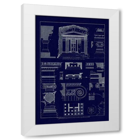 Tomb of Amyntas and Temple of Athena Polias (Blueprint) White Modern Wood Framed Art Print by Buhlmann, J.