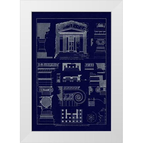 Tomb of Amyntas and Temple of Athena Polias (Blueprint) White Modern Wood Framed Art Print by Buhlmann, J.