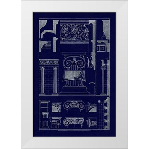 Ionic Capitals (Blueprint) White Modern Wood Framed Art Print by Buhlmann, J.