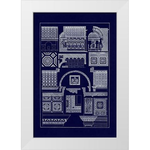 Roman Barrel Vaults (Blueprint) White Modern Wood Framed Art Print by Buhlmann, J.