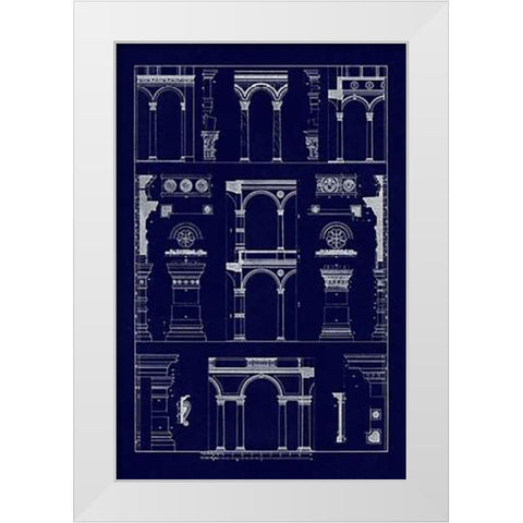 Arcades of the Renaissance (Blueprint) White Modern Wood Framed Art Print by Buhlmann, J.