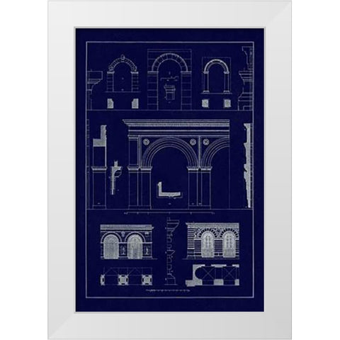 Gateways, Arches and Arcades (Blueprint) White Modern Wood Framed Art Print by Buhlmann, J.