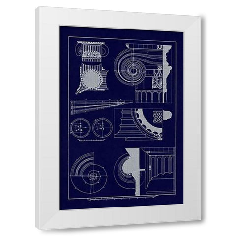Capitals of the Erechtheum (Blueprint) White Modern Wood Framed Art Print by Buhlmann, J.