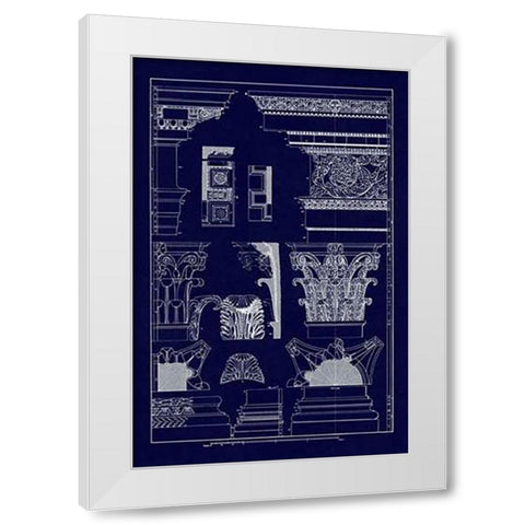 Entablatures, Capitals and Bases (Blueprint) White Modern Wood Framed Art Print by Buhlmann, J.
