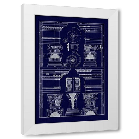 Pediments of the Renaissance (Blueprint) White Modern Wood Framed Art Print by Buhlmann, J.