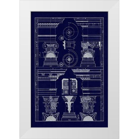 Pediments of the Renaissance (Blueprint) White Modern Wood Framed Art Print by Buhlmann, J.