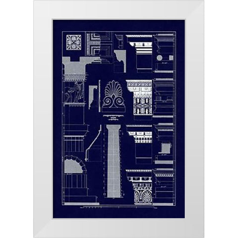 Details of the Parthenon at Athens (Blueprint) White Modern Wood Framed Art Print by Buhlmann, J.