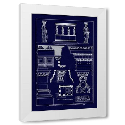 Porch of the Caryatids (Blueprint) White Modern Wood Framed Art Print by Buhlmann, J.