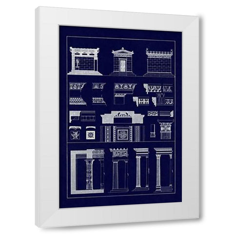Hellenic Chapel and Decorative Forms (Blueprint) White Modern Wood Framed Art Print by Buhlmann, J.