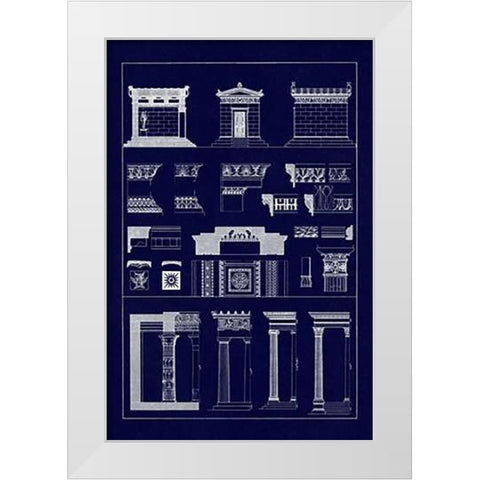 Hellenic Chapel and Decorative Forms (Blueprint) White Modern Wood Framed Art Print by Buhlmann, J.