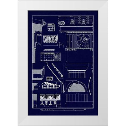 Details of Parthenon at Athens (Blueprint) White Modern Wood Framed Art Print by Buhlmann, J.