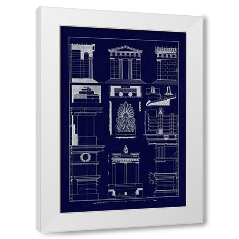 Temple of Diana, Monument of Thrasyllus (Blueprint) White Modern Wood Framed Art Print by Buhlmann, J.