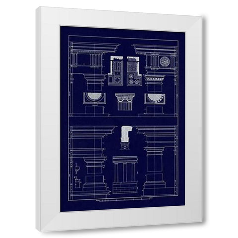 Doric, Tuscan Orders and Columns (Blueprint) White Modern Wood Framed Art Print by Buhlmann, J.