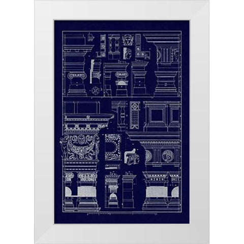 Details of Basilica at Vicenza and Library at Venice (Blueprint) White Modern Wood Framed Art Print by Buhlmann, J.