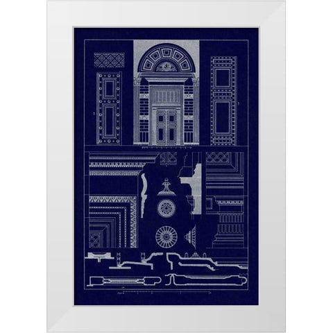 Doorway of the Pantheon at Rome (Blueprint) White Modern Wood Framed Art Print by Buhlmann, J.