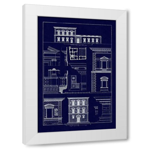 Palazzos Pandolfini and Bartolini at Florence (Blueprint) White Modern Wood Framed Art Print by Buhlmann, J.