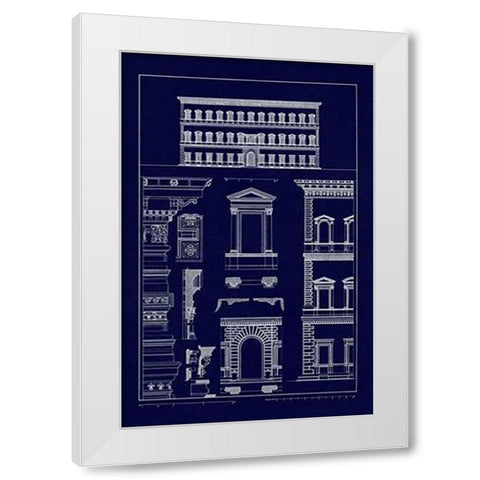 Palazzo Vendramin - Calergi at Venice (Blueprint) White Modern Wood Framed Art Print by Buhlmann, J.