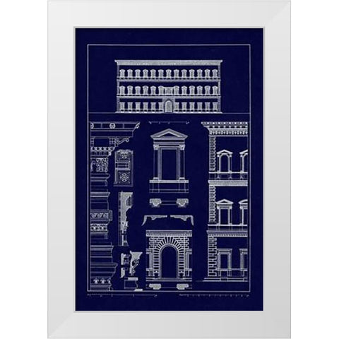 Palazzo Vendramin - Calergi at Venice (Blueprint) White Modern Wood Framed Art Print by Buhlmann, J.