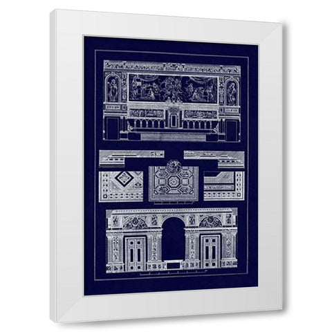 Decoration of Large Halls (Blueprint) White Modern Wood Framed Art Print by Buhlmann, J.