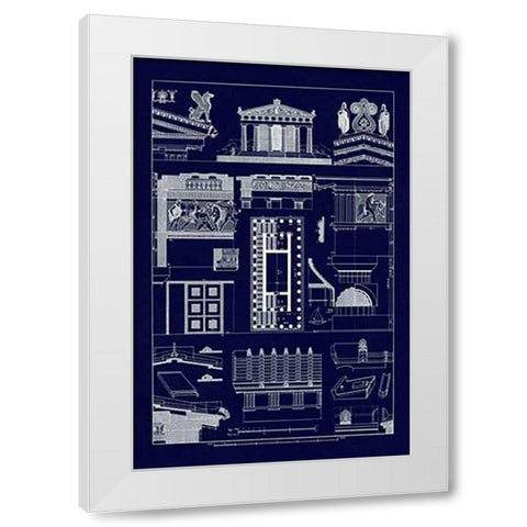 Temple of Athene and Theseus, PolyMuseumome (Blueprint) White Modern Wood Framed Art Print by Buhlmann, J.