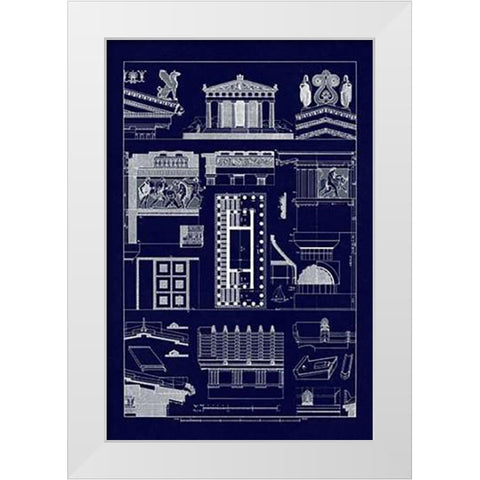 Temple of Athene and Theseus, PolyMuseumome (Blueprint) White Modern Wood Framed Art Print by Buhlmann, J.