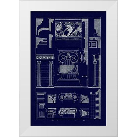 Ionic Orders and Capitals, PolyMuseumome (Blueprint) White Modern Wood Framed Art Print by Buhlmann, J.