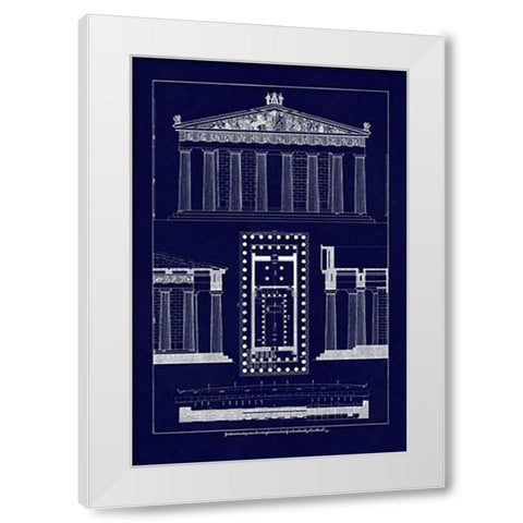 The Parthenon at Athens, PolyMuseumome (Blueprint) White Modern Wood Framed Art Print by Buhlmann, J.