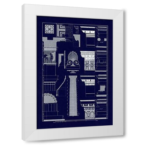 Details of Parthenon, PolyMuseumome (Blueprint) White Modern Wood Framed Art Print by Buhlmann, J.