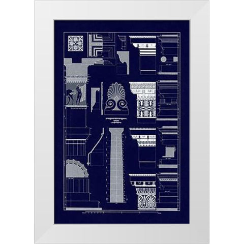 Details of Parthenon, PolyMuseumome (Blueprint) White Modern Wood Framed Art Print by Buhlmann, J.