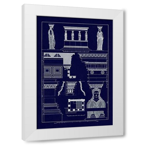 Porch of Caryatids, PolyMuseumome (Blueprint) White Modern Wood Framed Art Print by Buhlmann, J.