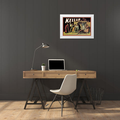 Magicians: Kellar: The Witch, the Sailor and the Enchanted Monkey White Modern Wood Framed Art Print by Unknown