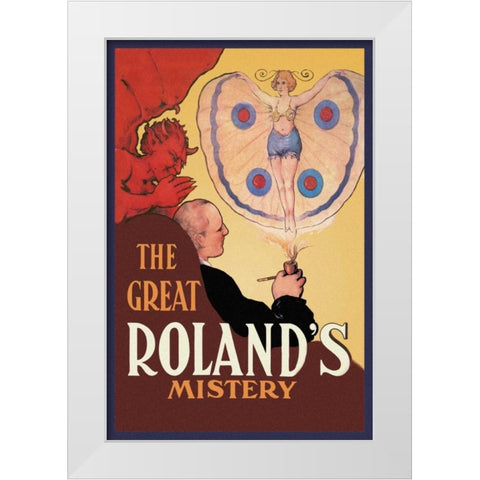 Magicians: Great Rolands Mystery White Modern Wood Framed Art Print by Strobridge