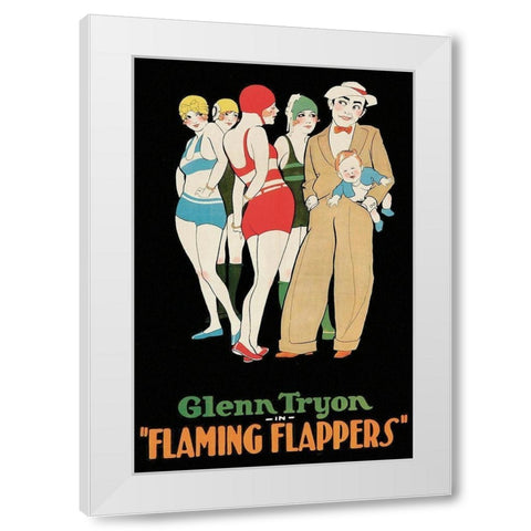 Vintage Film Posters: Flaming Flappers White Modern Wood Framed Art Print by Unknown