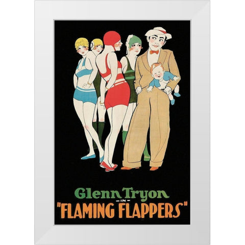 Vintage Film Posters: Flaming Flappers White Modern Wood Framed Art Print by Unknown