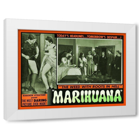 Vintage Vices: Marihuana: The Weed With Roots in Hell White Modern Wood Framed Art Print by Vintage Vices